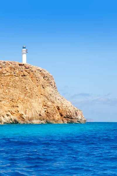 Formentera barbaria Kaap vuurtoren uitzicht vanaf zee — Stockfoto