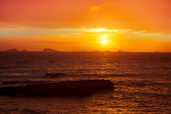 Ibiza cala conta o pôr do sol do comte compte — Fotografia de Stock