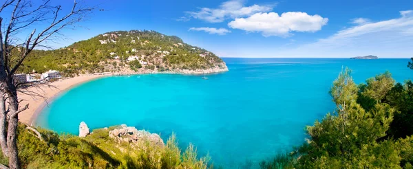 Vista aérea da Caleta de Sant Vicent na ilha de Ibiza — Fotografia de Stock