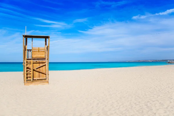 Formentera Llevant beach lifeguard house — Stock Photo, Image