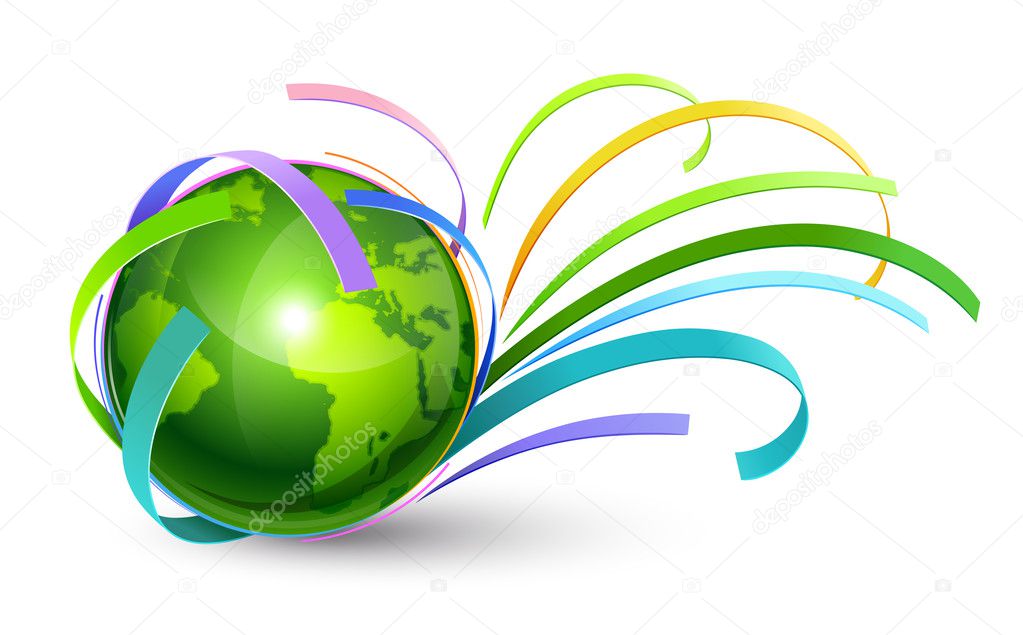 Green Planet on white background. Vector illustration