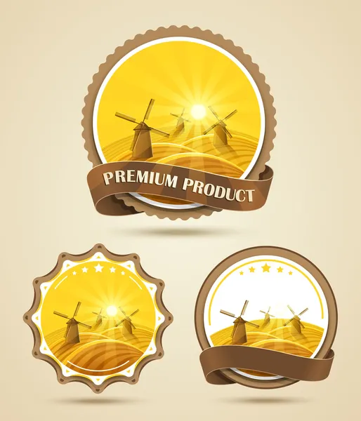Windmills labels — Stock Vector