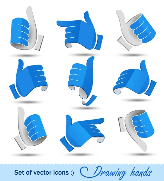 Сollection of drawing hands — Stock Vector