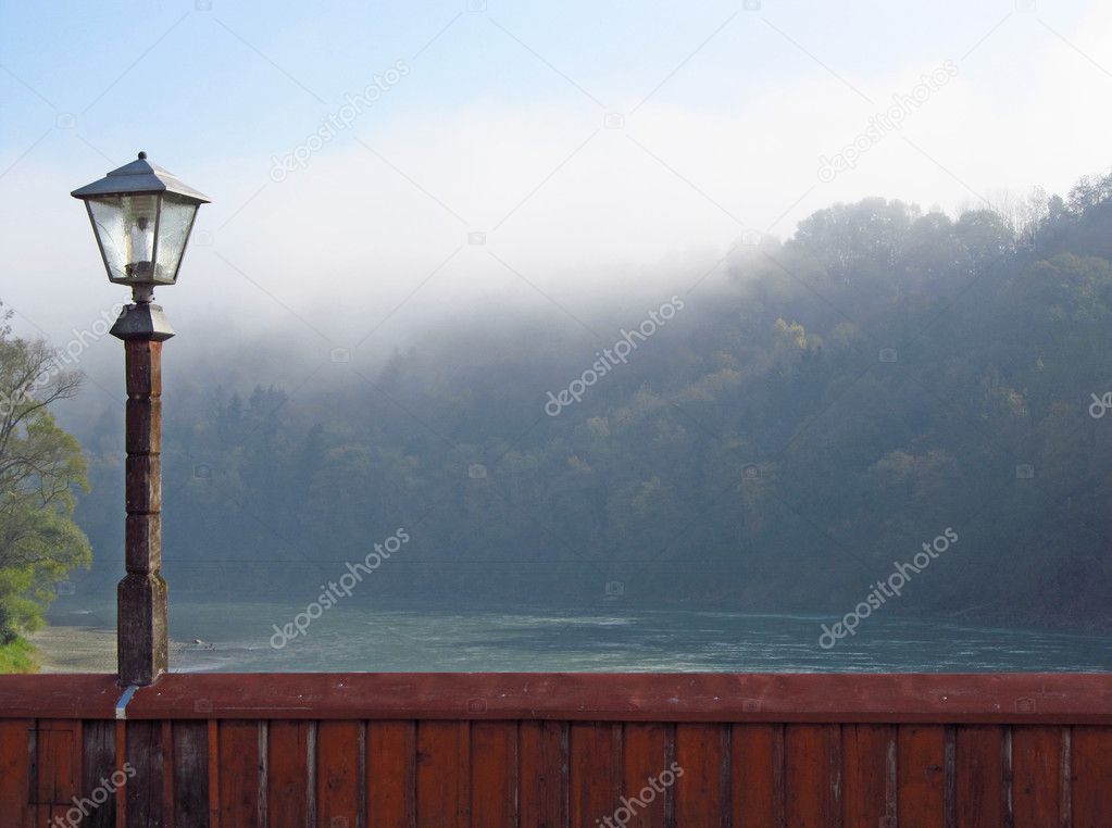 Lantern and morning fog