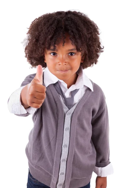 Portrait of a cute african little boy making thumbs up — Stock Photo, Image