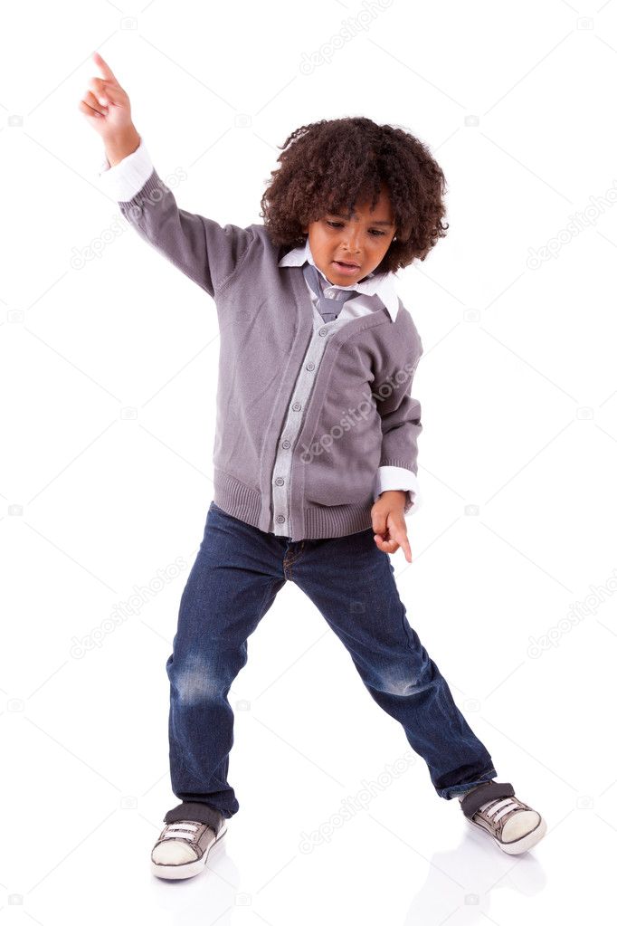 Little african american boy dancing