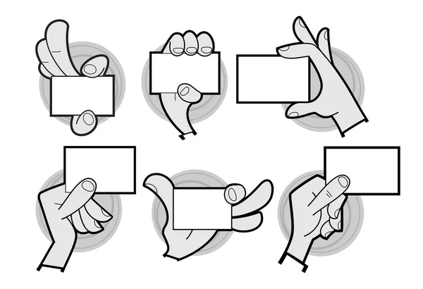 Cartoon hands holding card — Stock Vector