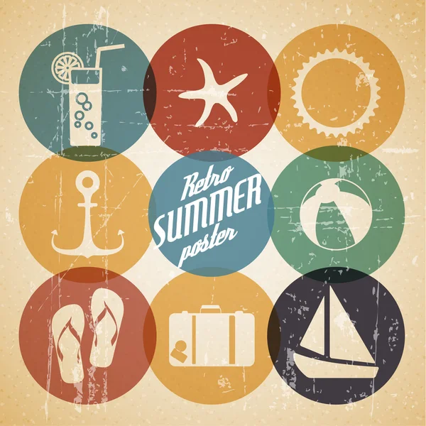 Vector summer poster made from icons — Stock Vector
