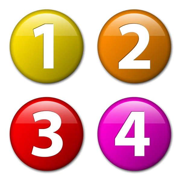 Één twee drie vier - vector badges met getallen — Stockvector