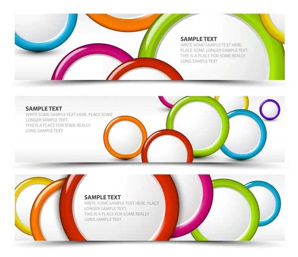 Set of horizontal banners with 3d circles — Stock Vector