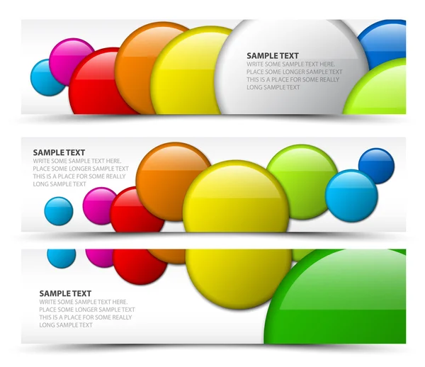 Set van horizontale banners met 3D-cirkels — Stockvector