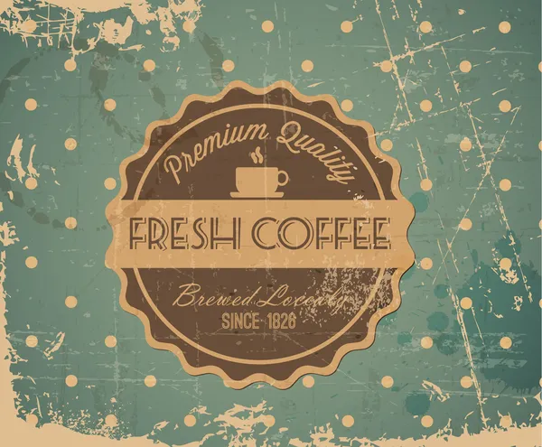 Vector Grunge Retro Vintage Hintergrund mit Kaffee-Etikett — Stockvektor