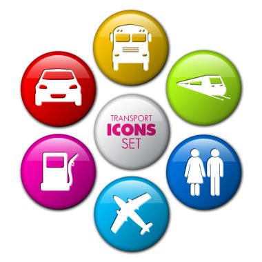 Set of round 3D transport buttons clipart