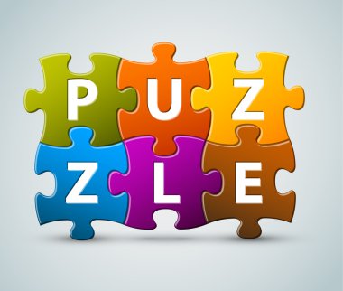 Vector colorful puzzle lettering clipart