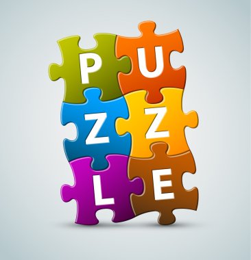 Vector colorful puzzle lettering clipart