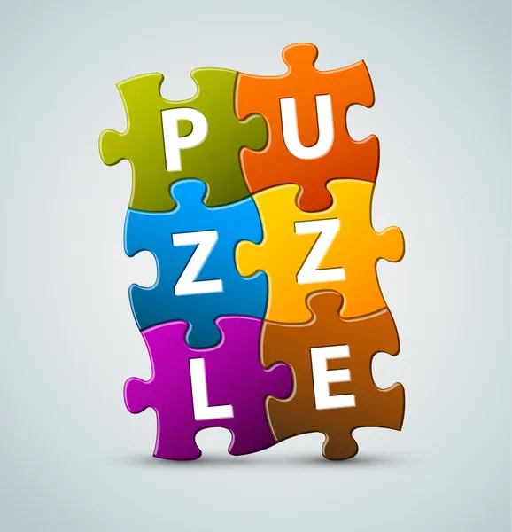 Napis kolorowe puzzle wektor — Wektor stockowy