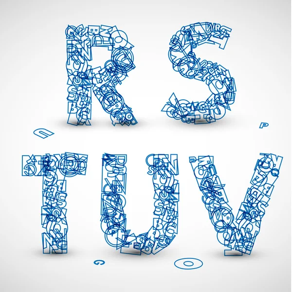 Fuente vectorial hecha de letras azules del alfabeto — Vector de stock