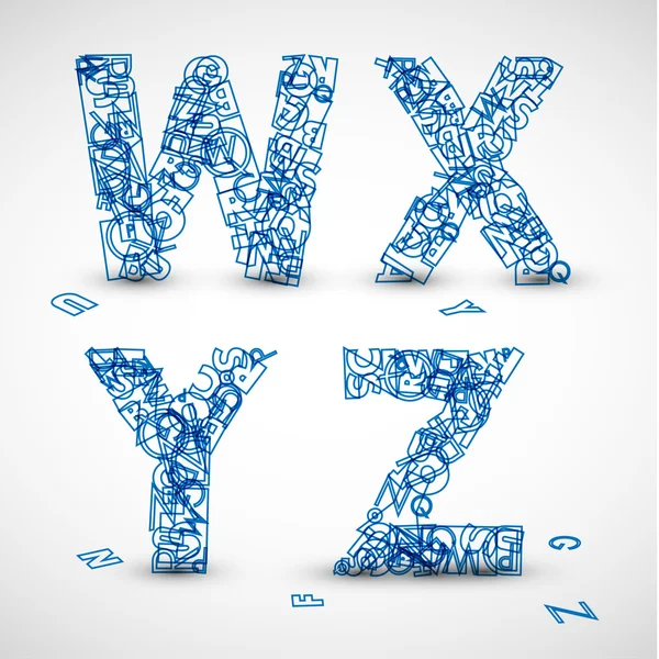 stock vector Vector font made from blue letters of the alphabet