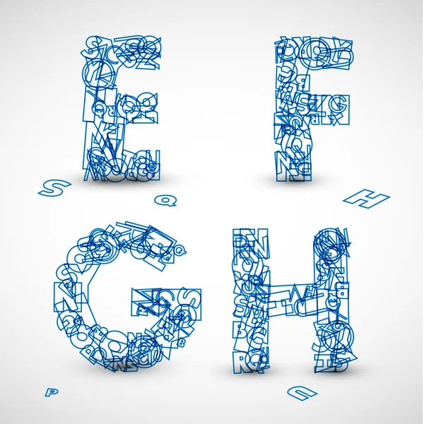Vektoros betűtípusok készült kék betűk az ábécé — Stock Vector