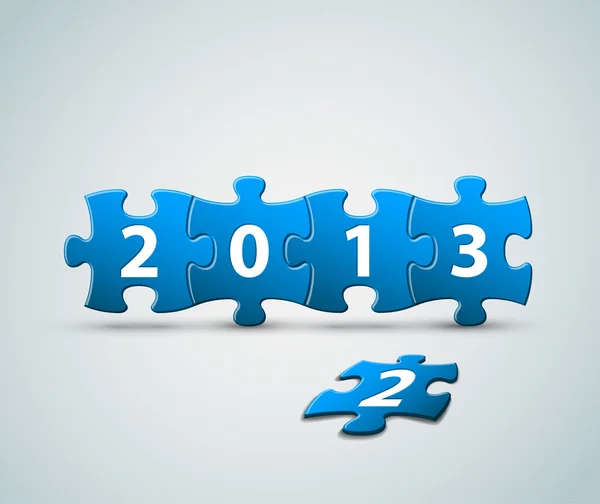 Nieuwe jaar 2013 kaart gemaakt van puzzelstukjes — Stockvector