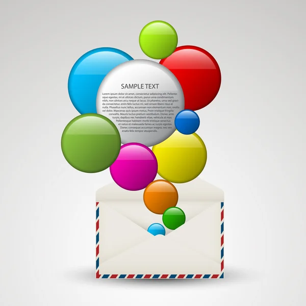 Vector envelop vol met kleurrijke bubbels — Stockvector