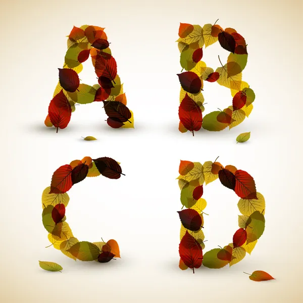 Lettres d'alphabet vectoriel d'automne — Image vectorielle