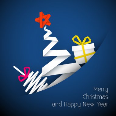 Simple vector blue christmas card illustration clipart