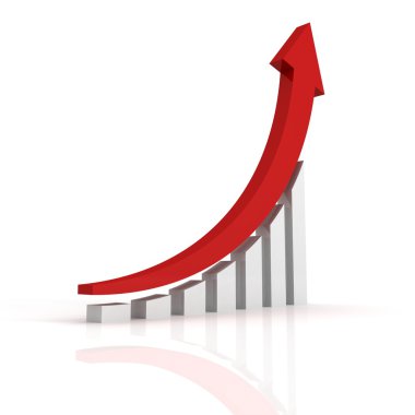 Success business growth bar graph diagram with arrow clipart