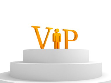 Altın harfler ve adam kişi ile kavram VIP podyum