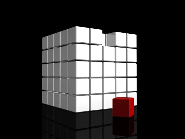 One individuality red cube on dark backround — Stock Photo, Image