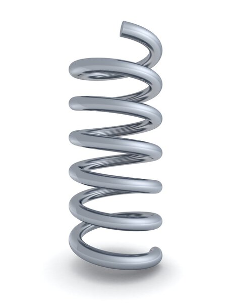 Metal spring detail on white background