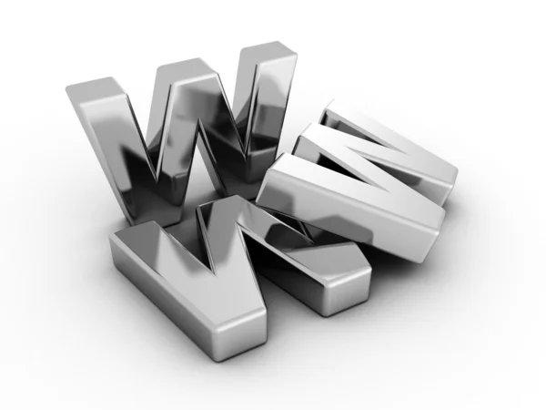 Www metalliska internet web online konceptet bokstäver — Stockfoto