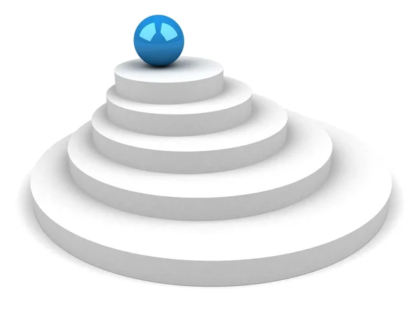 Talapzat koncepció fehér és kék gömb. lépés a siker felé — Stock Fotó