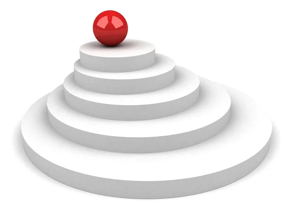 Esfera vencedora do topo vermelho no pedestal branco — Fotografia de Stock