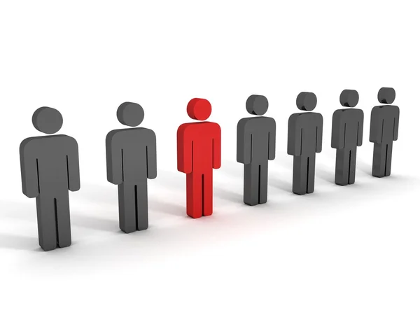One different red person figure in team group — Stock Photo, Image