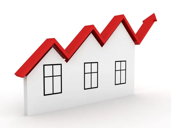 Steigende Immobilienkonzeption Haus Pfeil wächst — Stockfoto