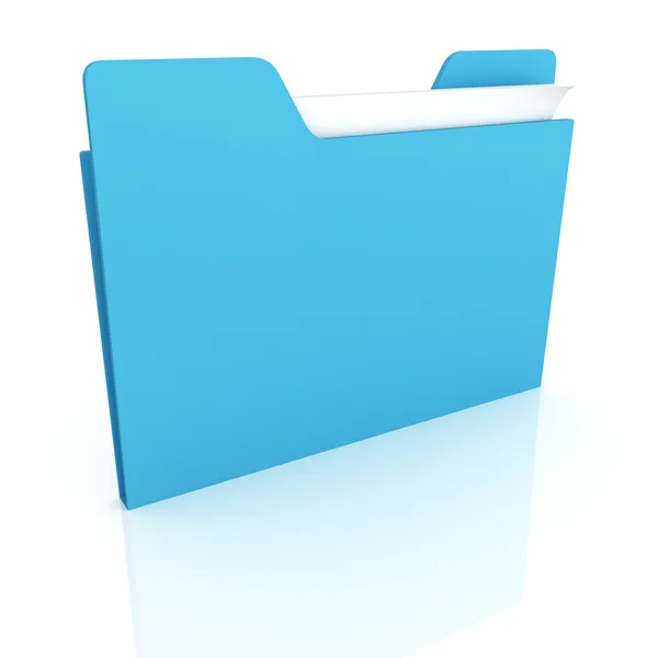Blue office folder containing document papers on a white background — Stock Photo, Image