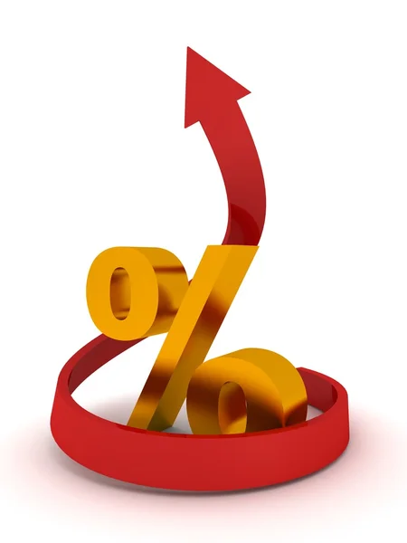 Porcentaje con flecha apuntando al concepto de crecimiento financiero —  Fotos de Stock
