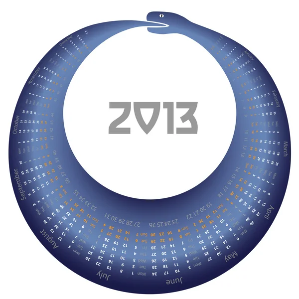 Vektorkalender 2013 Schlangenjahr — Stockvektor
