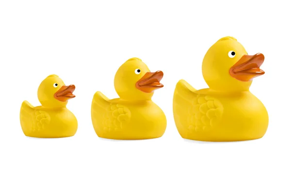 Yellow toy duckling on white background — Stock Photo, Image