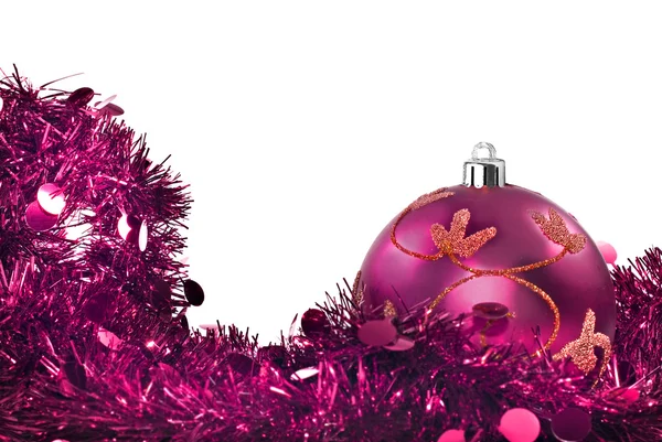 白地にピンクのクリスマスの装飾 — ストック写真