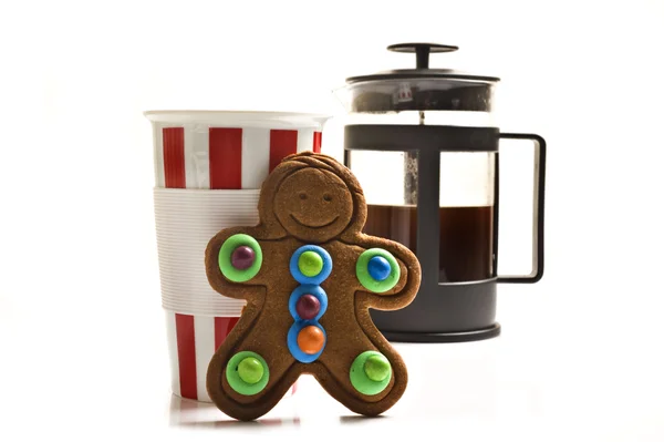 Gingerbread man and coffee — Stock Photo, Image