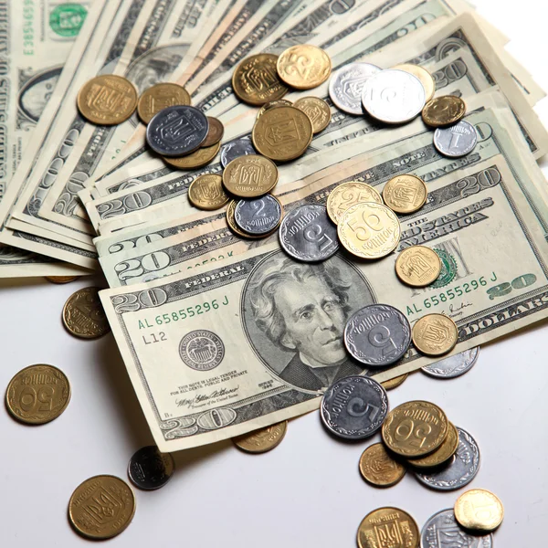 Dollar with coins — Stock Photo, Image