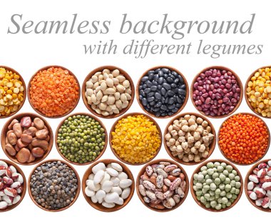 Seamless texture with legumes on white clipart