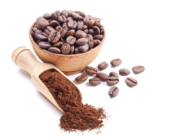 Café molido y granos de café —  Fotos de Stock