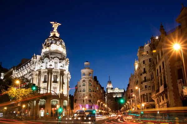 Gran via v Madridu, Španělsko, Evropa. — Stock fotografie