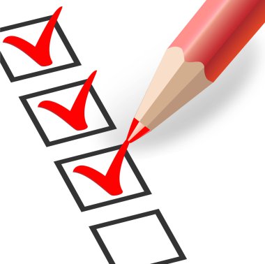 Vector checkbox with a red pencil clipart