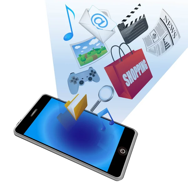 Telefone inteligente vetorial com ícones de aplicativos — Vetor de Stock