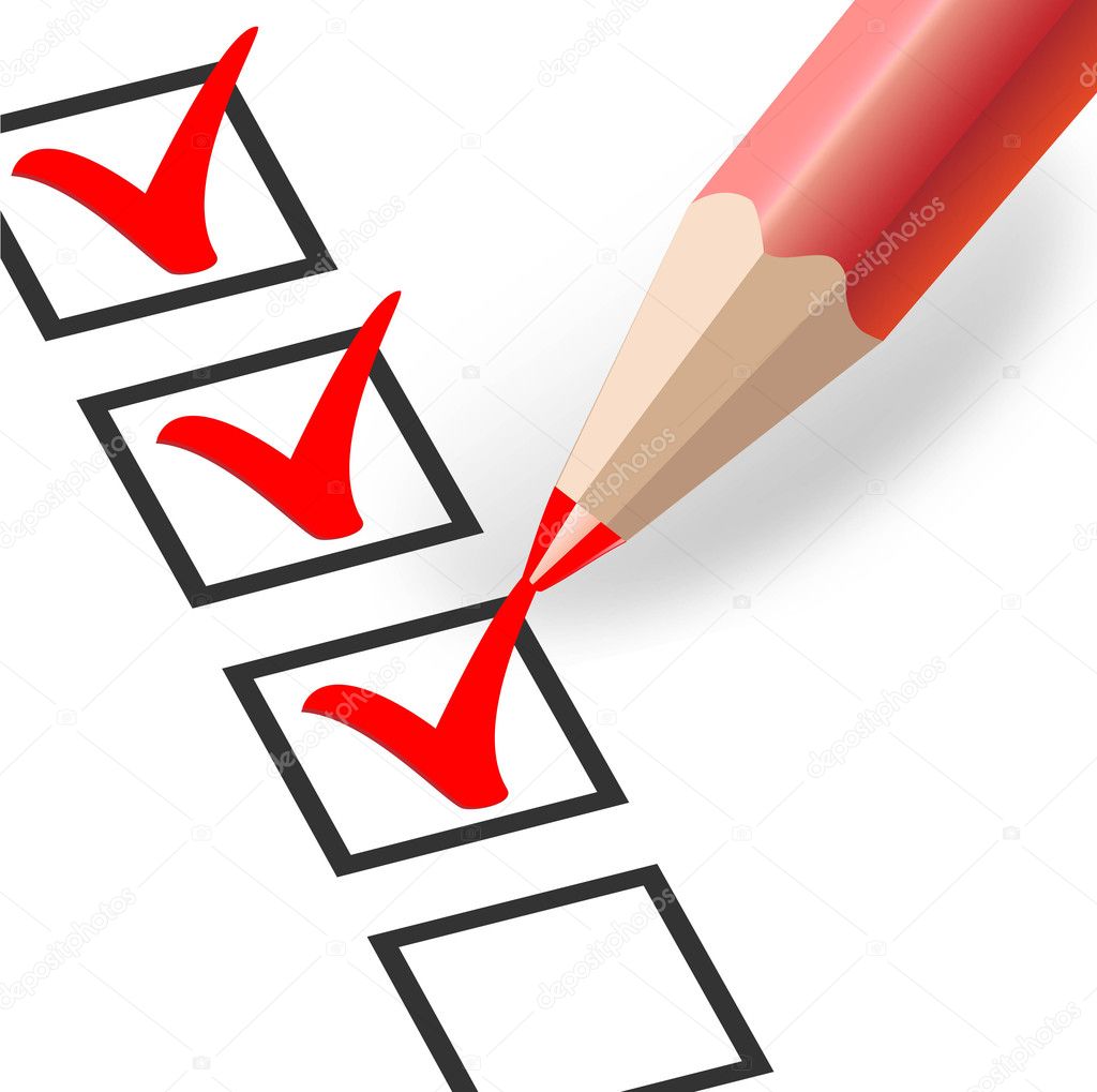Vector checkbox with a red pencil