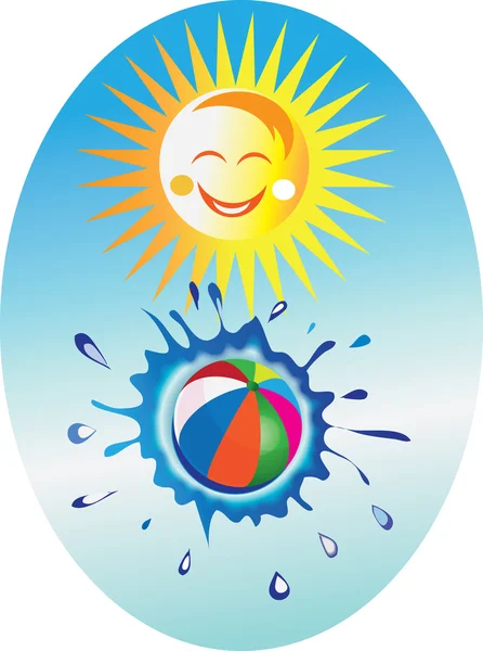 Summer icon,funny sun and ball — Stock Photo, Image